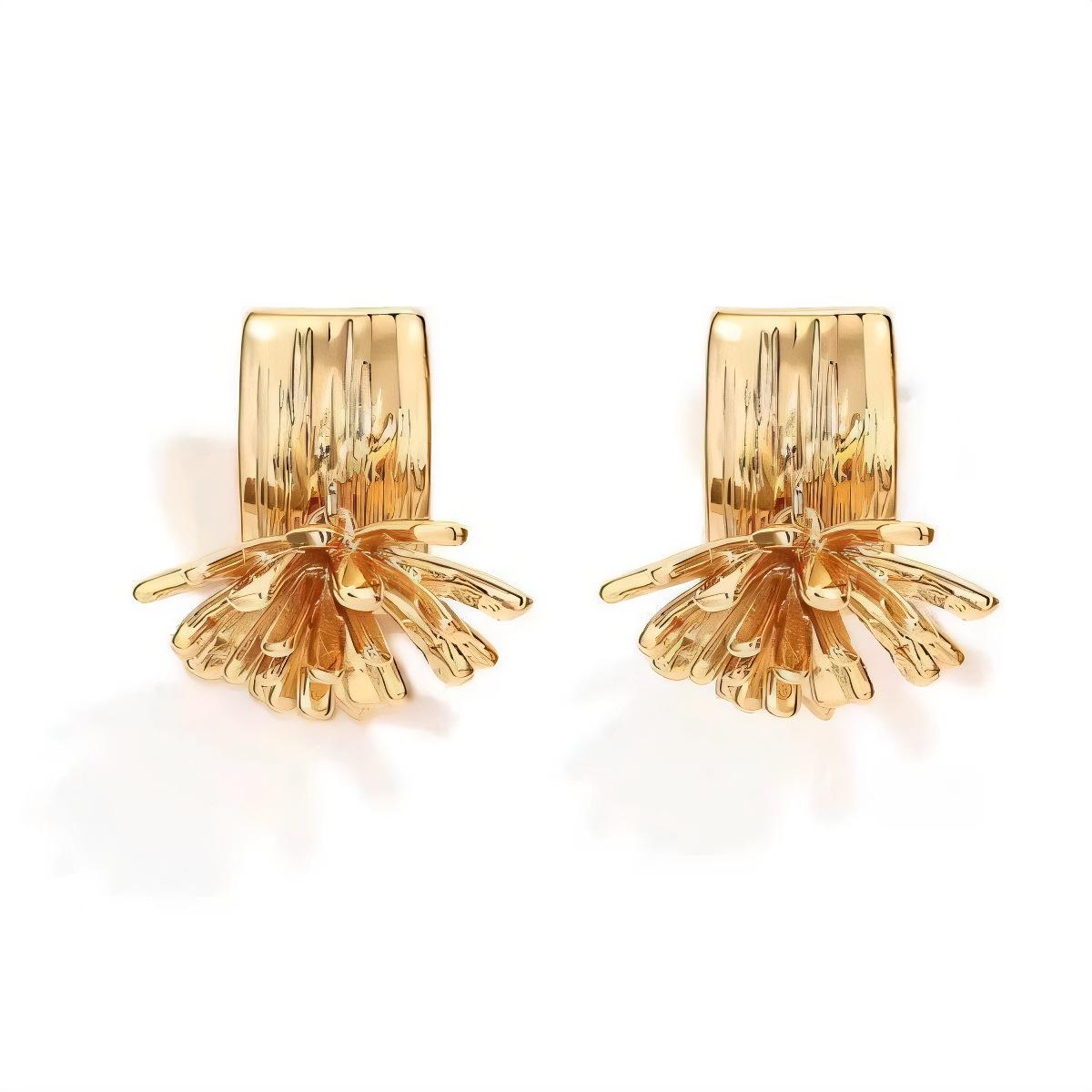 

Изысканные ретро золотые серьги-пусеты «Фейерверк» от Doudou - Персонализированный, модный и высококлассный дизайн