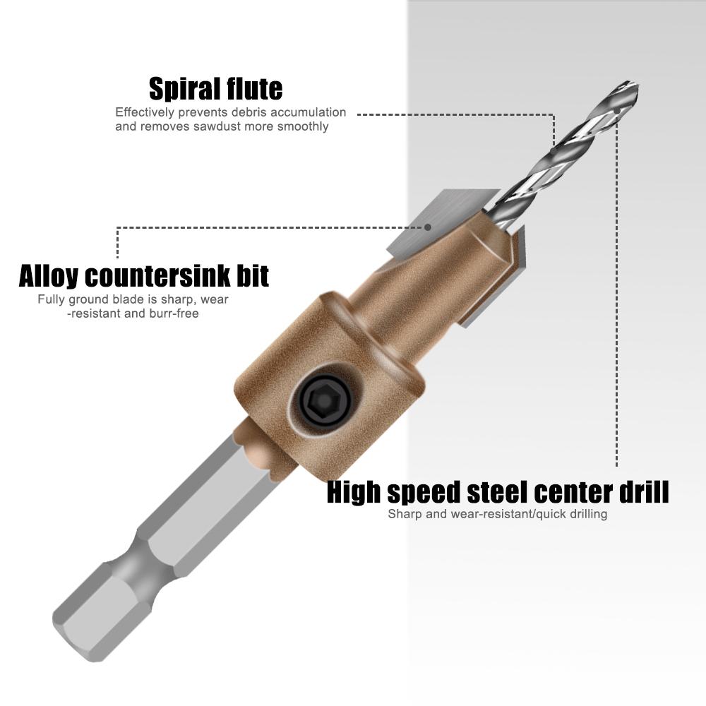 Professional Grade Blind Hole Drill Alloy Drill Bit Woodworking Deep Hole Drill Bit Screw Installation Step Drill Bit