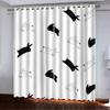 Curtain Black And White Series Simple Style Cartoon Animal Ins Digital Printing High Density Blackout Curtain