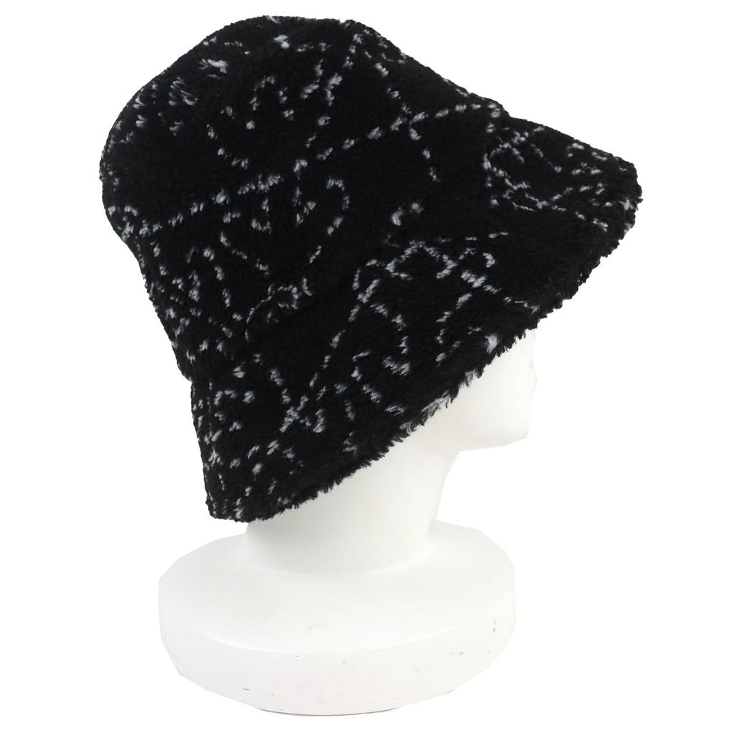 Excellent CHANEL COCOMarkMetal all-over print pile bucket hat black M 21B AA7847 Used