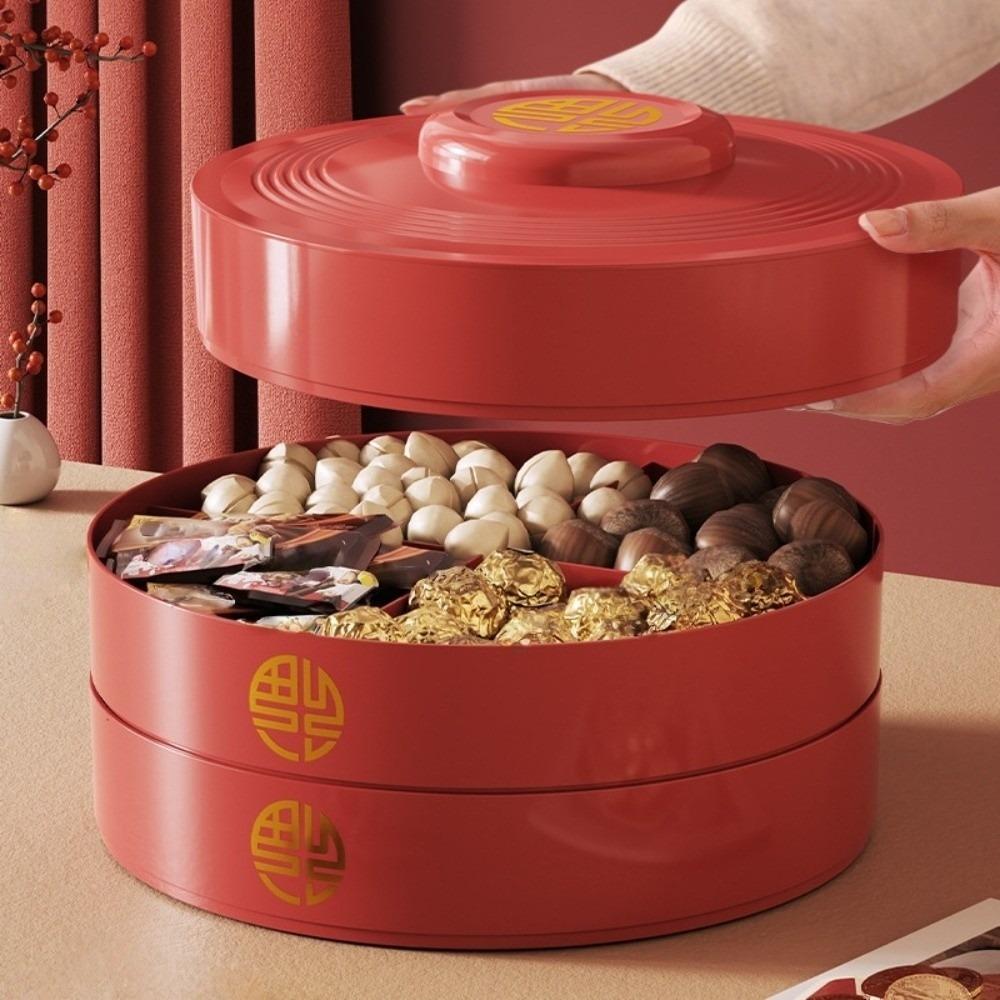 8-Compartment Nut Serving Tray 2 Layers Biscuit Fruit Plate New Year Decoration Candy Box  Wedding
