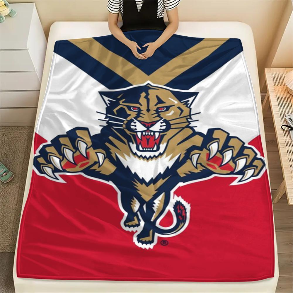 1PC Florida Panthers Print Flannel Blanket, High Quality Comfortable for All Seasons, Home Decor, Warmth and Comfort, Perfect for Christmas Gifts