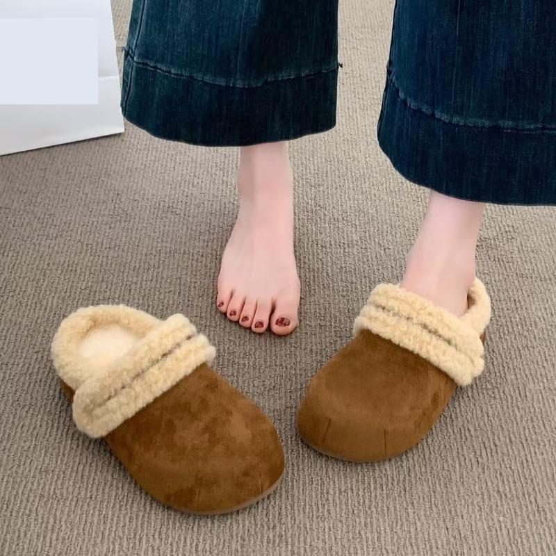 Baotou Thick-soled Women's New Autumn and Winter Retro Fleece One-foot Cotton Shoes