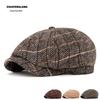 Men's Warm Fleece-Lined Striped Duckbill Beret - British Style Autumn/Winter Newsboy Cap