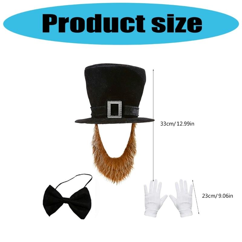 Abrahams Lincolns Costume Accessories Beard Mustache Top Hat Necktie Presidents Day Costume Halloween Cosplay Costumes