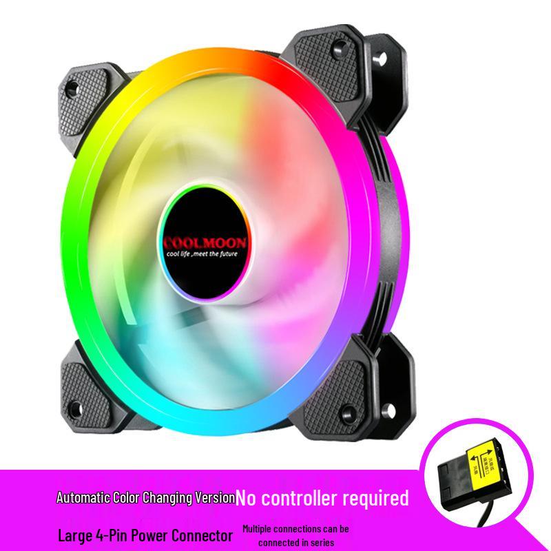

COOLMOON Radiance RGB 12cm Dual Aperture LED Cooling Fan for Desktop Computers