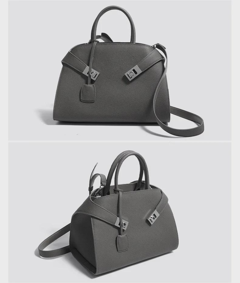 Geantă Tote de Umăr din Piele Naturală de Vacă - Capacitate Mare, Geantă de Mână de Înaltă Calitate pentru Femei Angajate la Birou