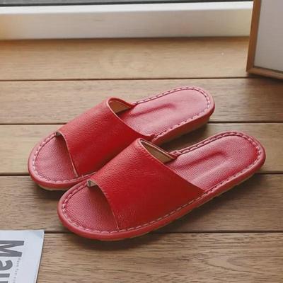 Women's Genuine Leather Non-Slip Indoor Summer Sandals - Soft, Waterproof, Odor-Free, Cowhide Slippers for Couples