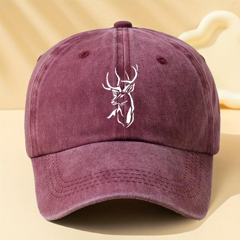 Deer Head Baseball Cap Mens Stylish Deer Head Baseball Cap  Adjustable Breathable  ComfortableBlack with White Deer Print One Size