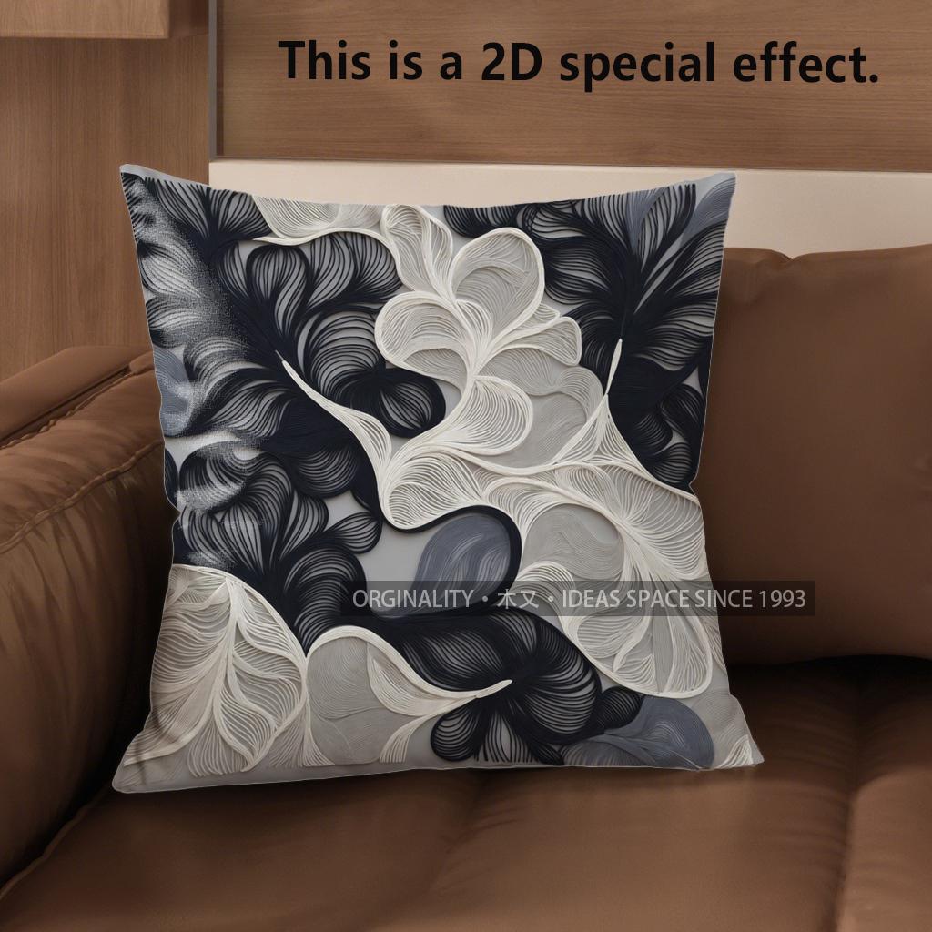 

2D Abstract Black & White Patterned Throw Pillows Pattern Cushion Cover Suitable For Sofa Bedroom Car Pillow Cover 40x40cm