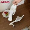 Fashion Fashion Butterfly-Knot Women Thin Heels Pumps Shoes Mesh Footwear Square Toe Ladies Heeled Shoes Female Slides Sandals Pumps