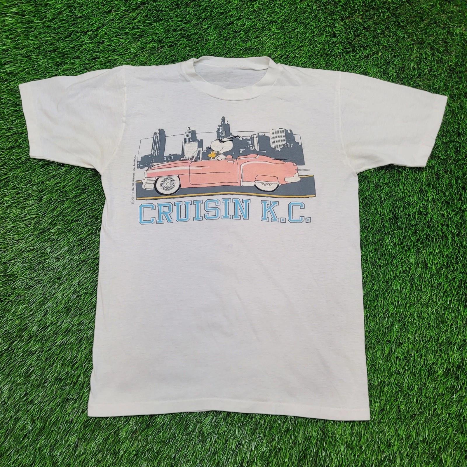 VTG 80s Peanuts Snoopy Joe Cool T-Shirt Mens S Kansas City Cruisin M