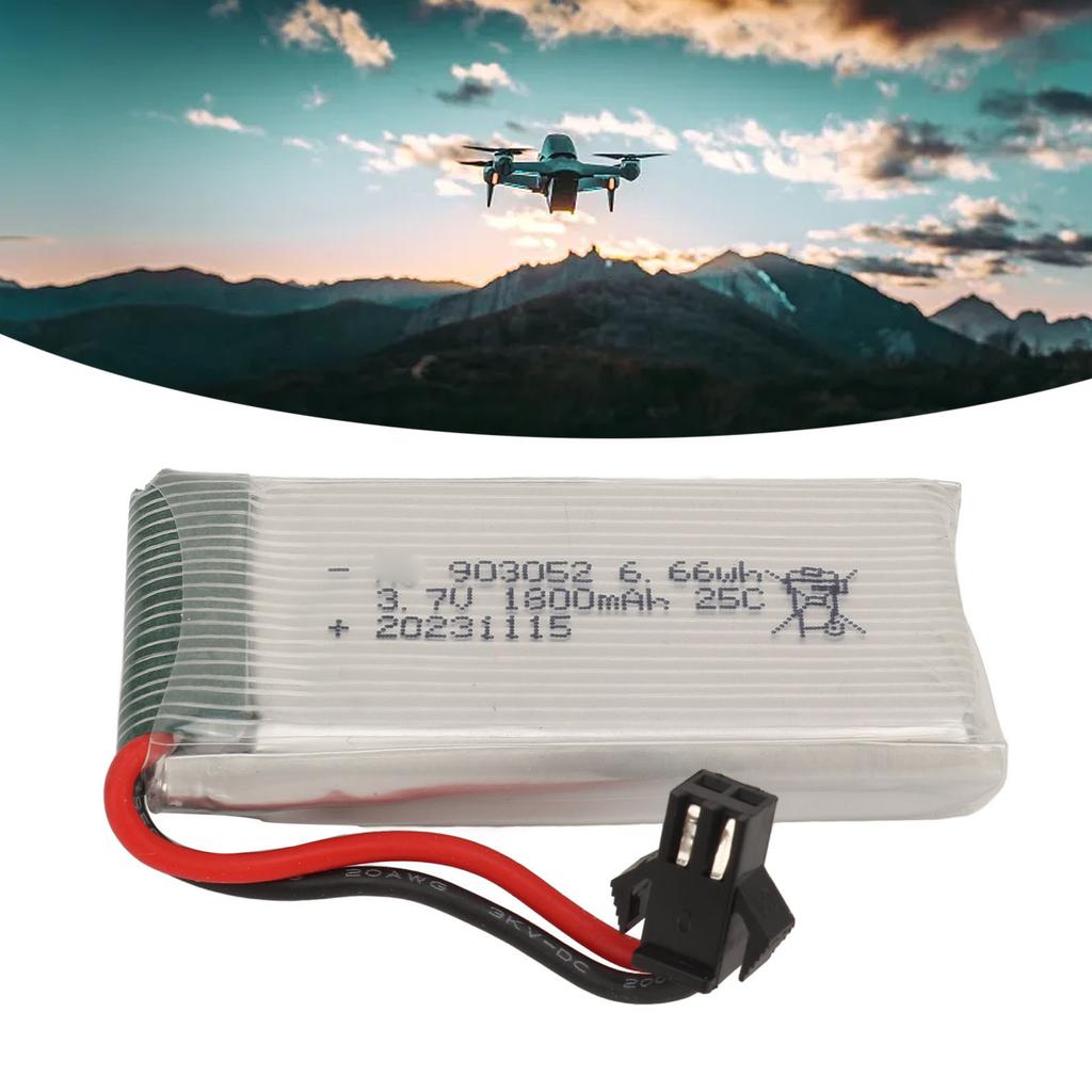 3.7V 1800mAh Battery With SM Black Plug 903052 Lipo 25C Overcharge Short Circuit Protection RC Airplane Battery For X5SW