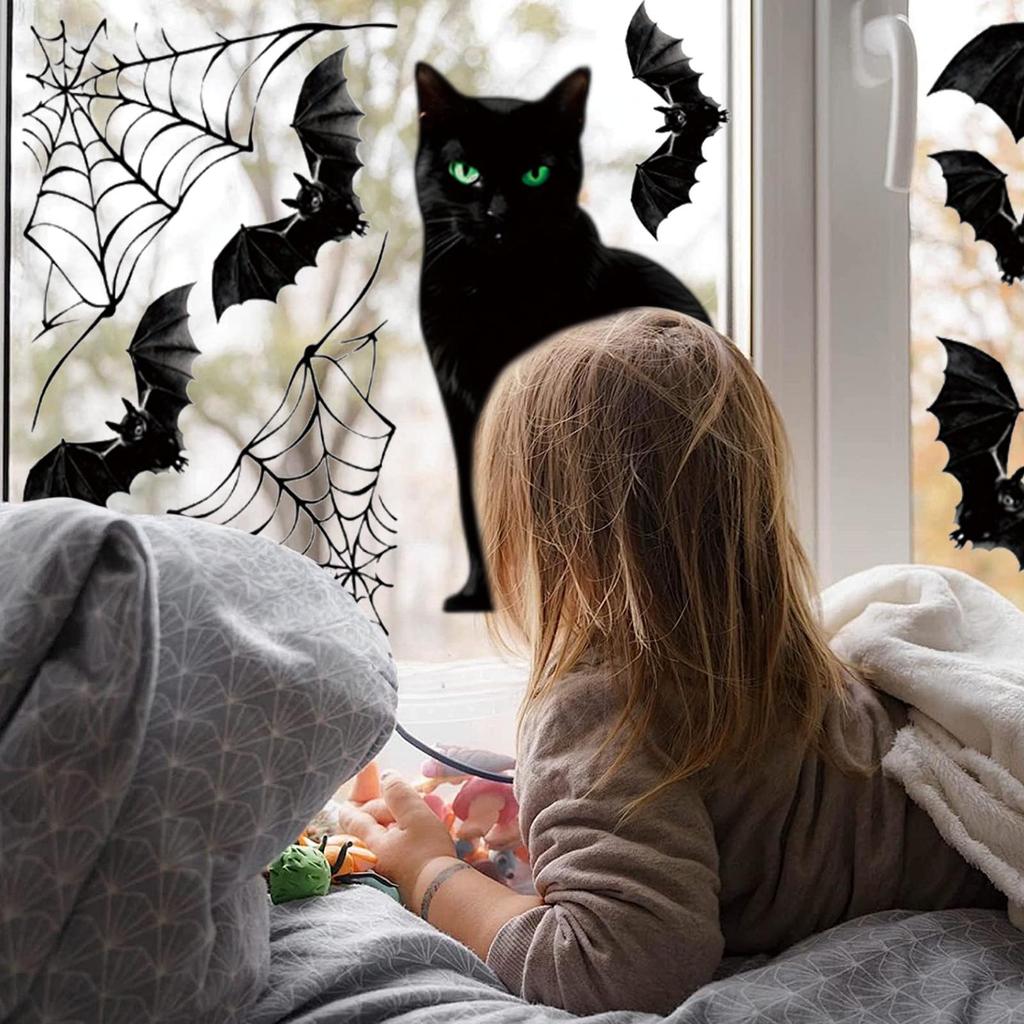 Halloween Decorative Window Stickers Bats Holiday Party Living Room Wall Decoration Stickers Pvc Self Adhesive