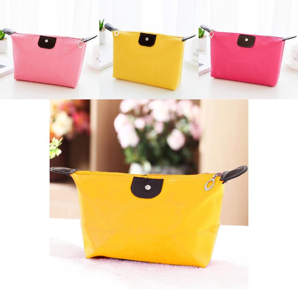 Foldable Dumpling Style Makeup Organizer Nylon Travel Cosmetic Bag For Women And Girls