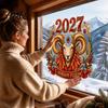 Electrostatic Adsorption Clings 2027 Year Sheep Window Decal Russian Happy New Static Sticker Zodiac Kitchen Bathroom Wall Art Goat Glass