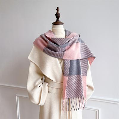 Luxuriöser Winter-Karoschal für Damen und Herren Britischer Stil Acryl-Kaschmir-Schals mit Quaste Designer Damen Winter Warmer Kopfschal