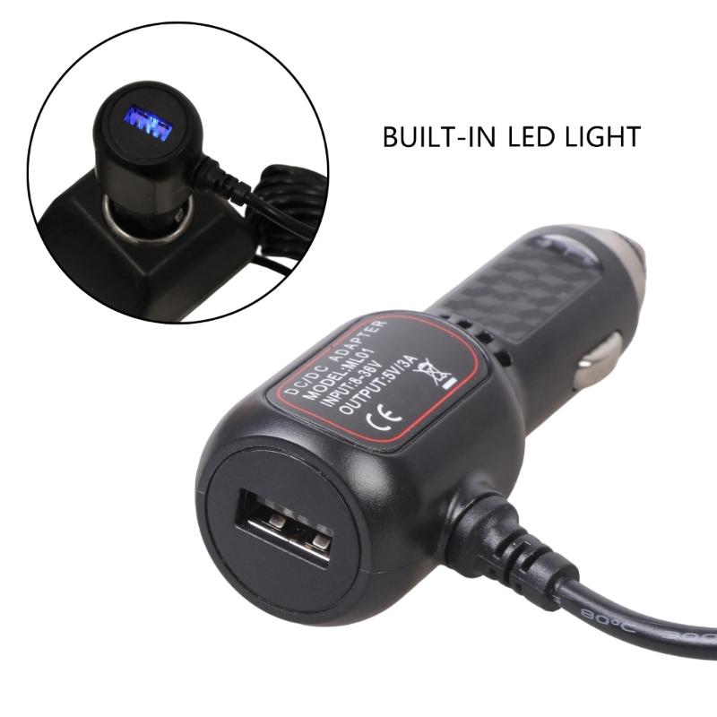 Dashboard Camera Power Cable Cable Mini USB Charging Cable Car Charger 12V To 5V with USB Port Power Supply Cord Adapter