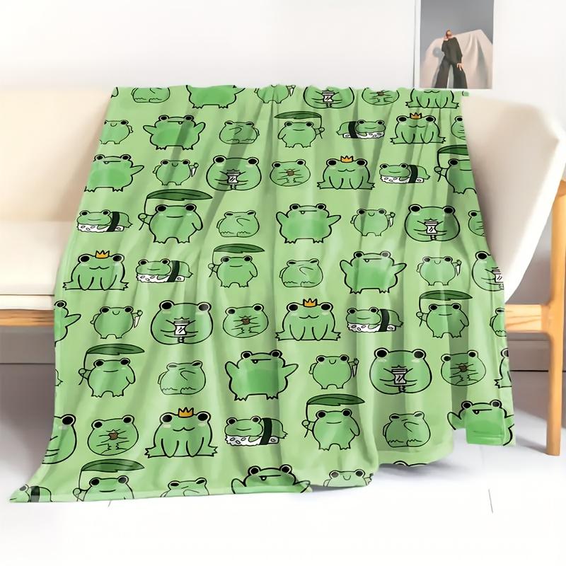 1 Stück Süße Frosch Flanelldecke, 2D Bedruckte Cartoon Überwurfdecke, Ganzjahres-Urlaubsgeschenk, Weiche Warme Fleece-Decke für Schlafzimmer