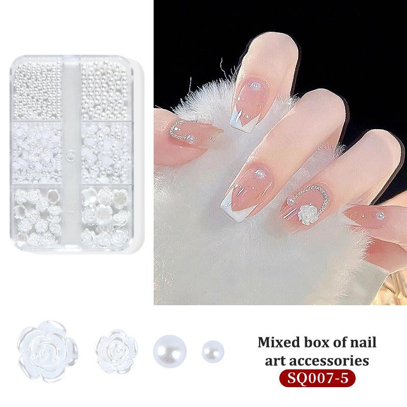 

1Box Diy Nail Art Decoration 3D Butterfly Pearl Roses Nail Drill For Manicure Design Accessory as the picture