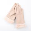 Winter gloves women's warm fleece thickened cute non-slip, windproof and cold-proof cycling electric car gloves