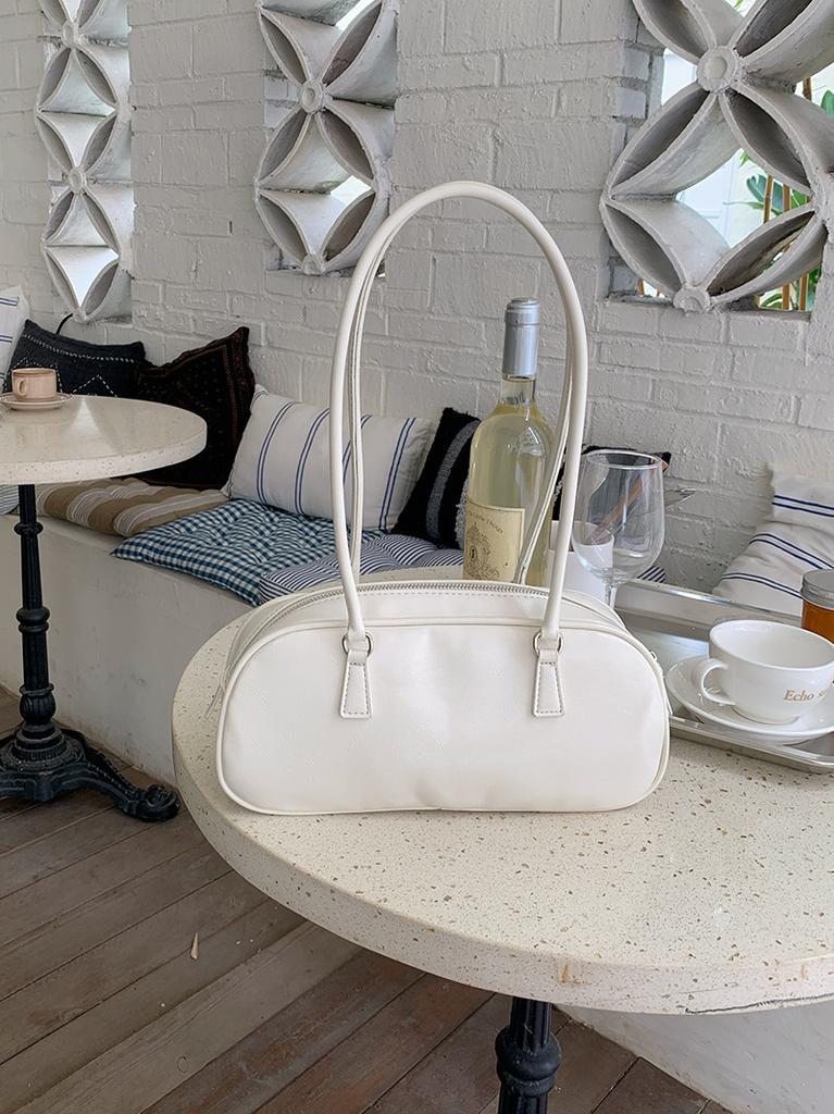 JIAERDI Vintage Silver Shoulder Bag Purse Women Fairycore Aesthetic Leather Y2k Underarm Bag Ladies Fashionable Bowling Bag Chic