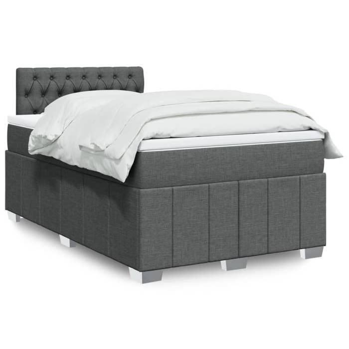 VidaXL Slat Bed Base with Mattress Dark Grey 120x200cm Fabric 3289343