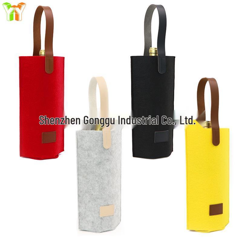 Portable 750ml Felt Wine Gift Bag - Handheld Alcohol & Beverage Storage