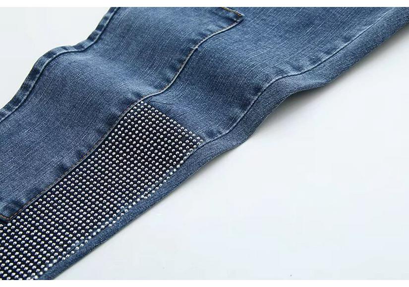 Spring 2022 Plus Size High Waist Rhinestone Embellished Denim Cropped Pants for Women