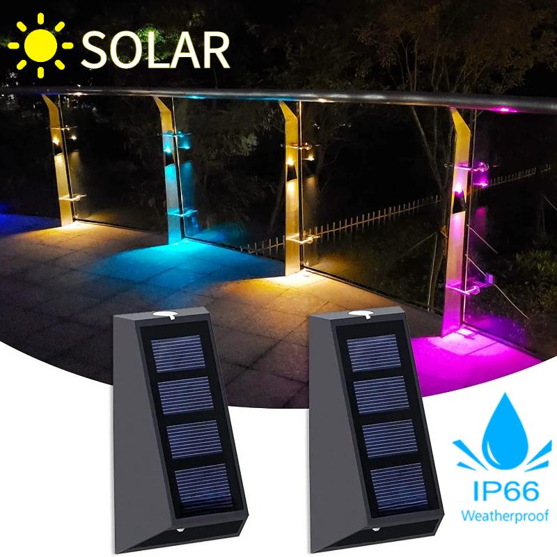 Solar Wall Lights Outdoor Waterproof Up Down Lighting, Dual Color Auto On Off, Decorative Solar Lamp for Fence Patio Yard Garden Home Wall Decor