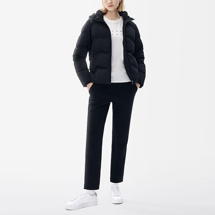 FILA Fleece Quilted Straight Casual Down Jacket Women Outerwear Black F11W247902FBK