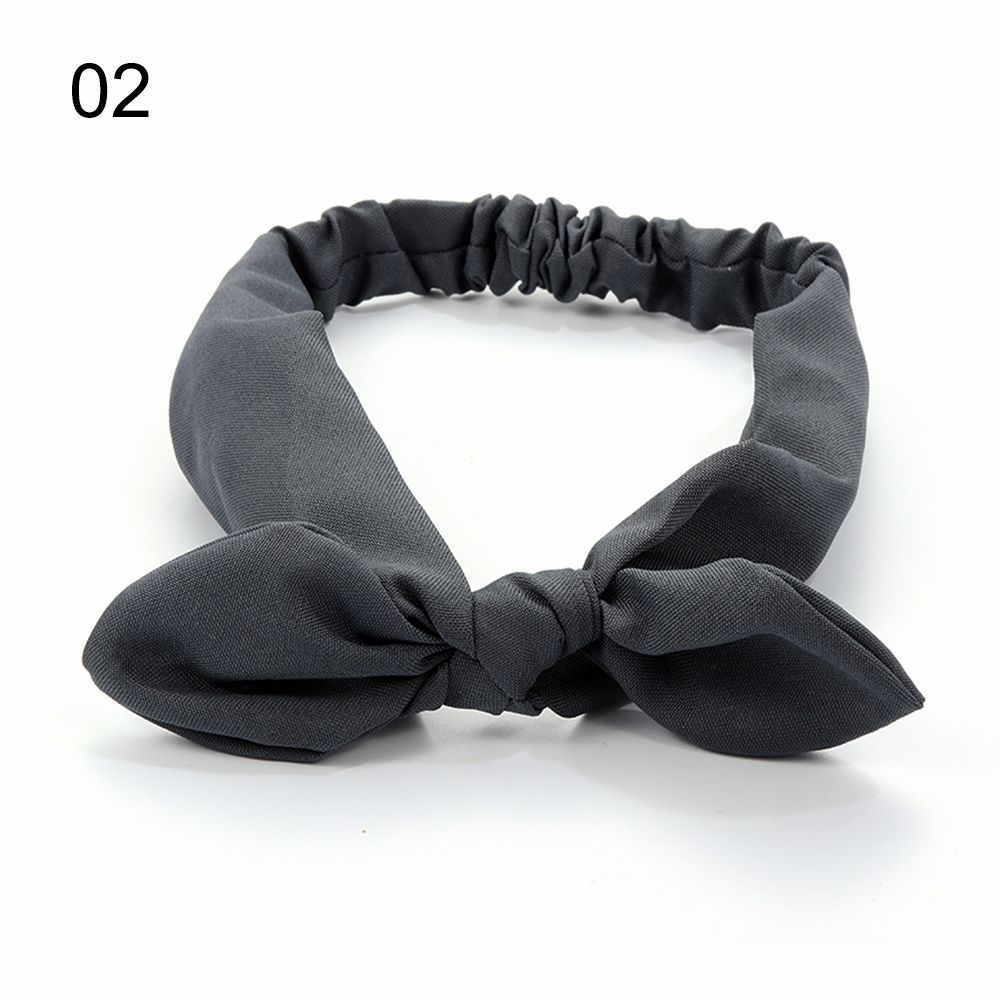 Vintage Knotted Solid Colors Rabbit Ears Hairband Bowknot Headband Headwrap Turban