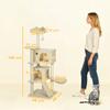 140cm Large Cat Tree Tower With Sisal Scratching Posts Condos Plush Perches Hammock Ladder Beige