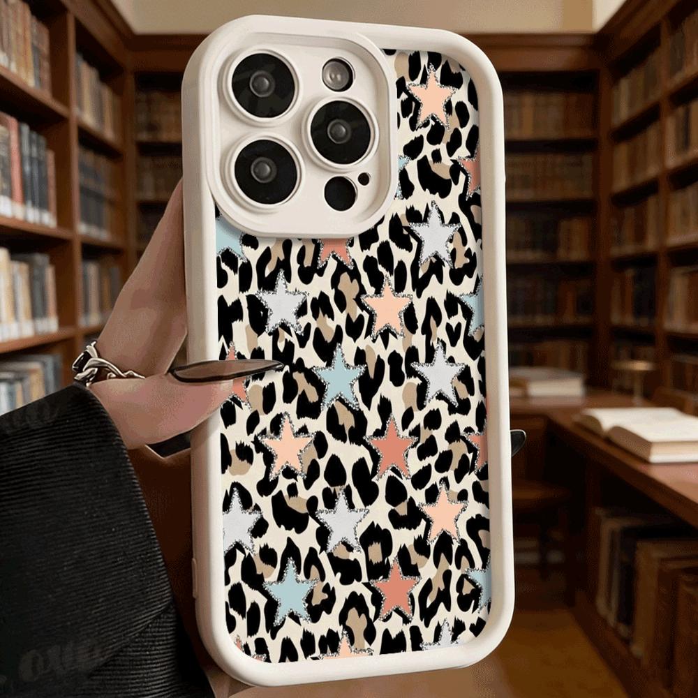 Leopard Print Star Pattern Shockproof Soft Phone Case For Xiaomi Redmi Note 15 14 13 12 11 10 9 8 Pro Anti-Slip Anti-Fall Cover