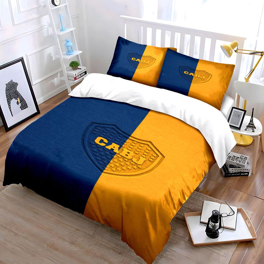 Blue-yellow split with "CABJ" Bedding sets Duvet cover sets Duvet covers Pillowcases(1 * Duvet Cover 2 * Pillowcases, without duvet insert)