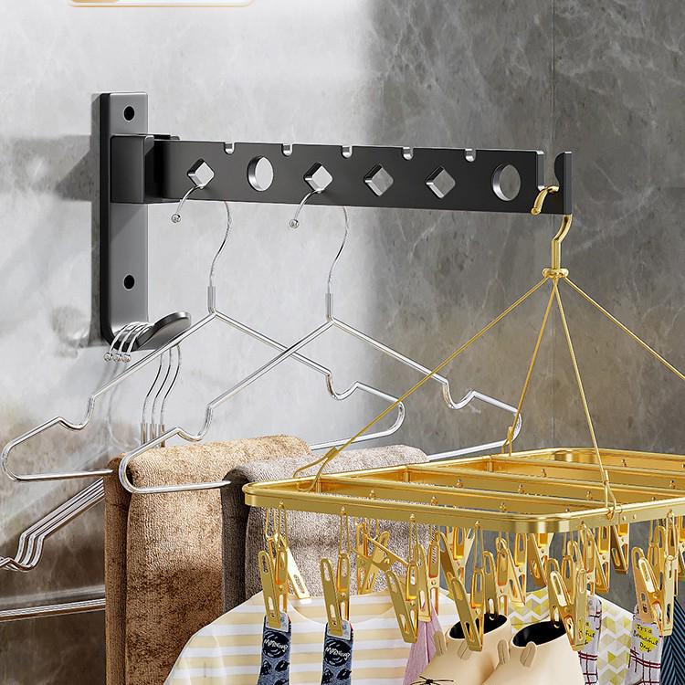 Retractable No-Punch Clothes Drying Rack for Indoor/Outdoor Use