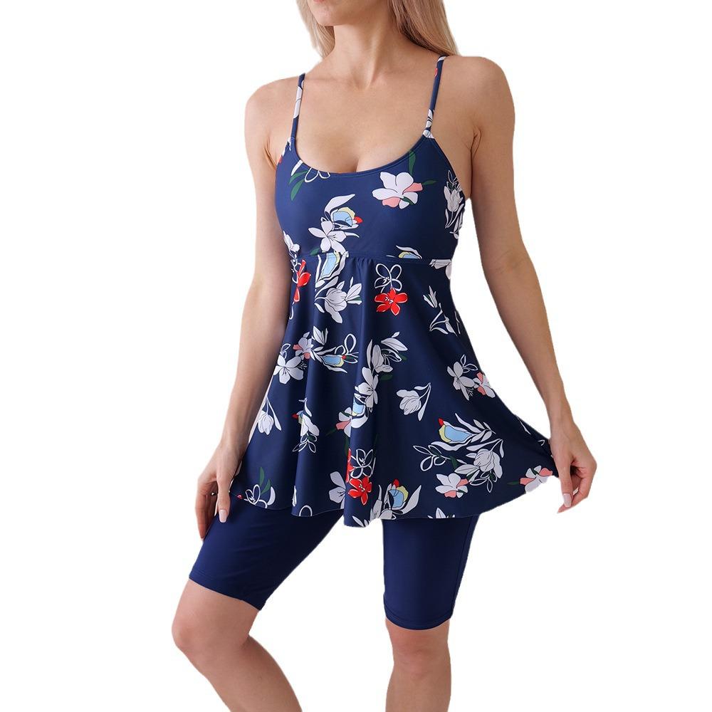 European and American Women's Sporty One-Piece Swimsuit with Flat-Leg Racing Style and Seven-Point Pants Sling Dress Design