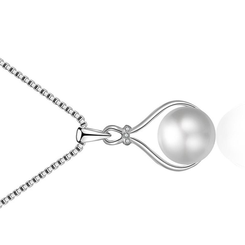 Women Necklace Earrings Set Simple Elegant Temperament Alloy Silver Chain Pearl Necklace and