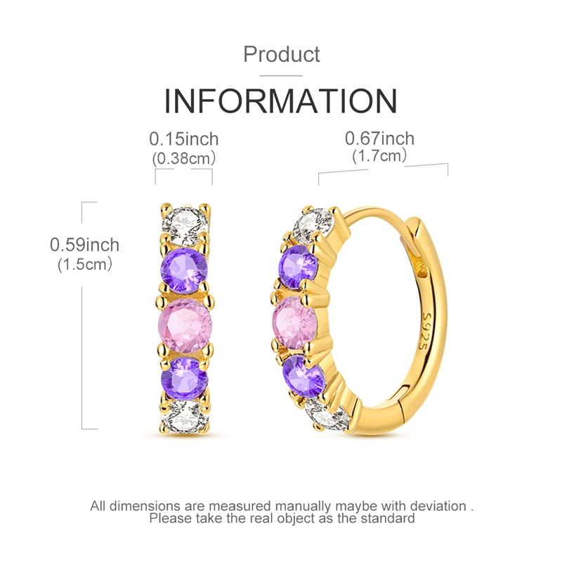 Hot Sales Original 925 Sterling Silver Purple Zircon Hoop Earrings For Women Elegant Jewelry Gift