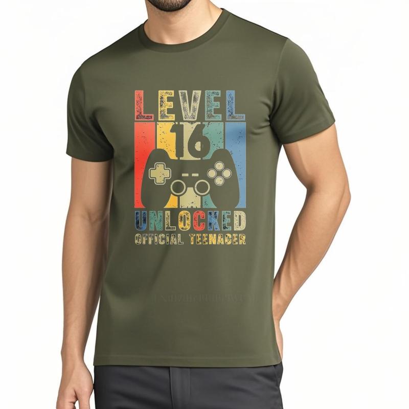 Men Brand T-shirt Oversized Summer Teenagers T-shirt Level 16 Unlocked Official Teenager Short Sleeve Soft O Neck Tee-shirt