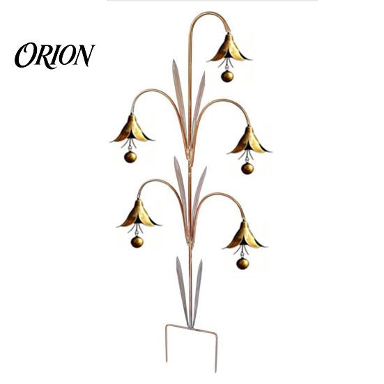 Decorative Bells for Porch Bluebell Flower Metal Wind Chime Stake, Iron Garden with Ground Weatherproof Terrace Ornaments Rustic Bell, Outdoor
