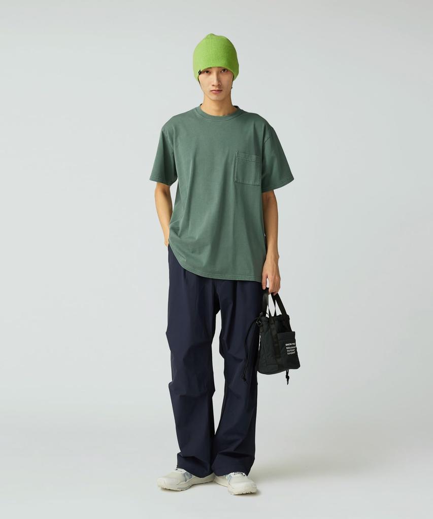 Snow Peak Garment Dyed Short and Dark Medium T-Shirt TS-25AU011, Sleeve, Men's Women's, Green,
