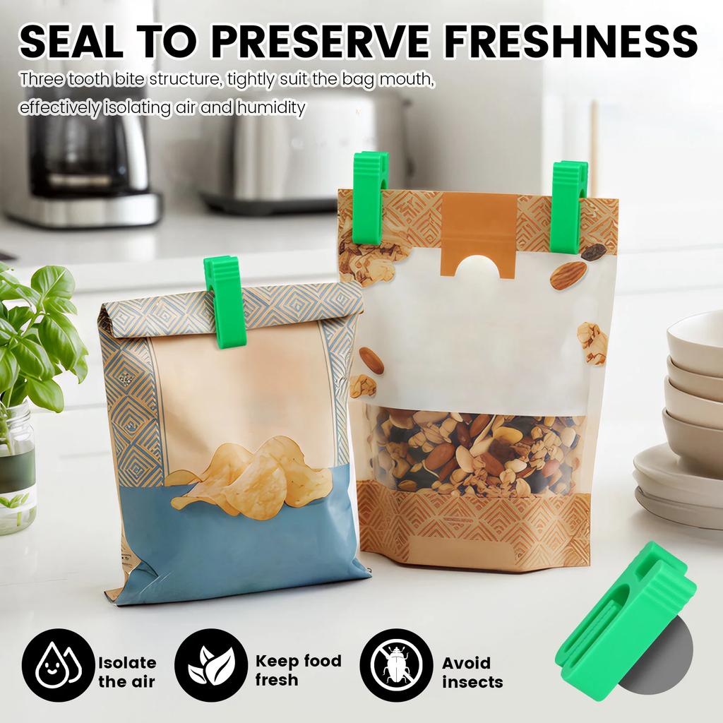 10 Pcs Food Sealing Clips Snack Bag Plastic Sealer Clip Reusable Moisture Proof and Leak Proof for Snack Keep Food Fresh