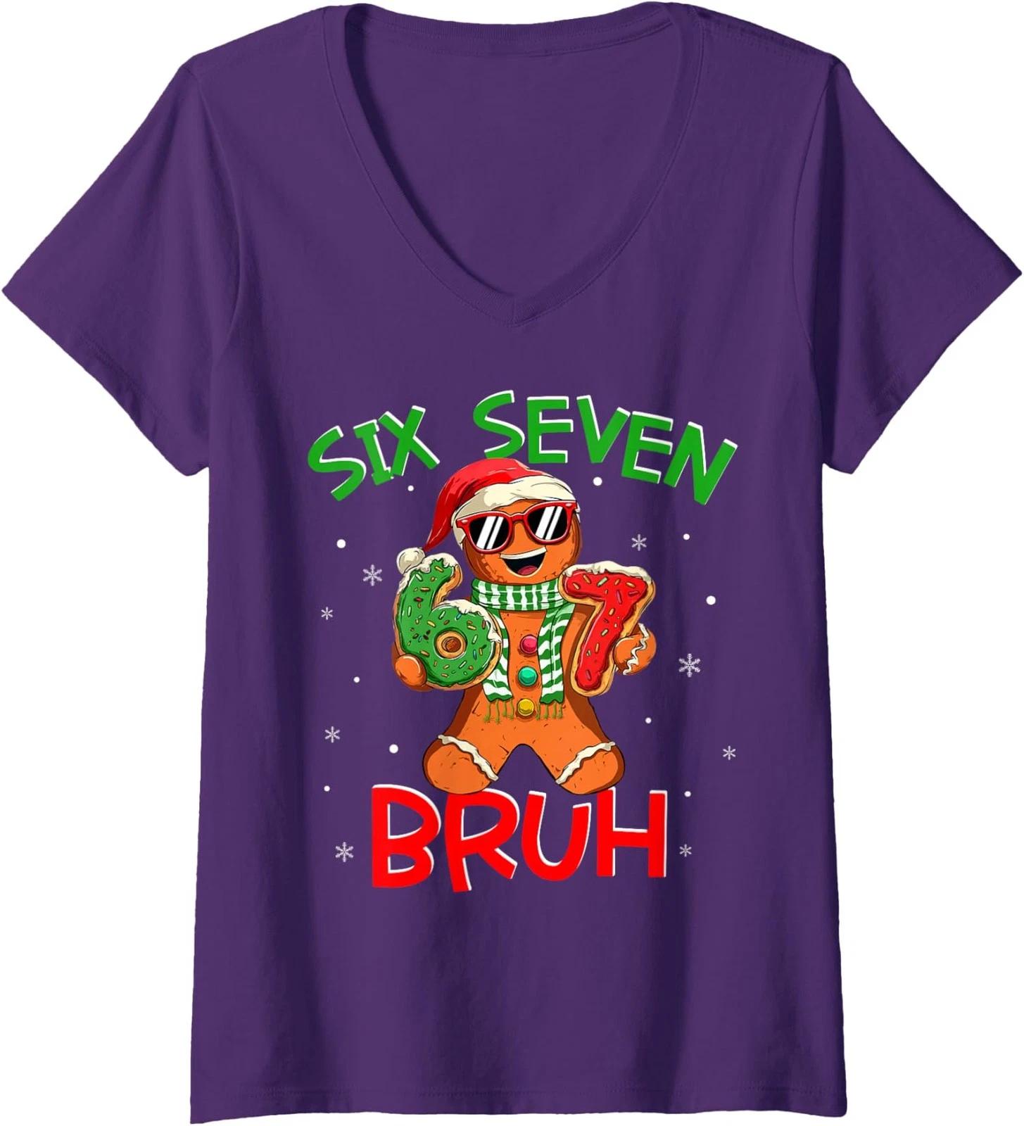 Funny Gen Alpha Slang 67 Six Seven Meme Ladies Crewneck T-Shirt L