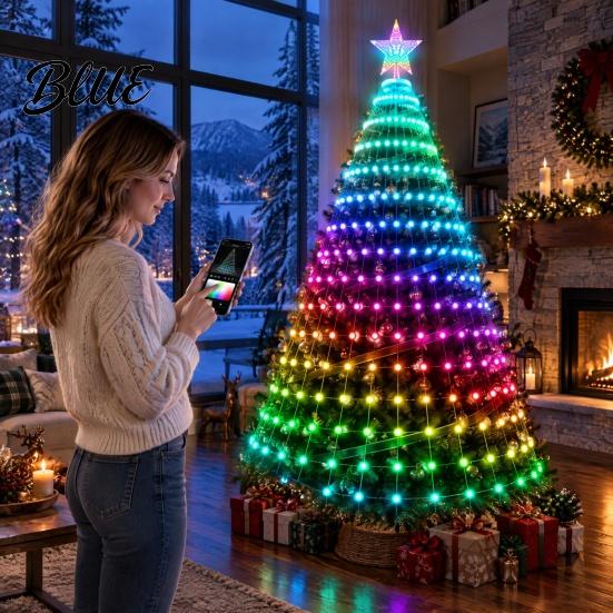 Easy Installation Waterfall Glow LED Christmas Tree String Light 400 LEDs Fairy Light with App And Multi Scene Decorative Lights Remote Control