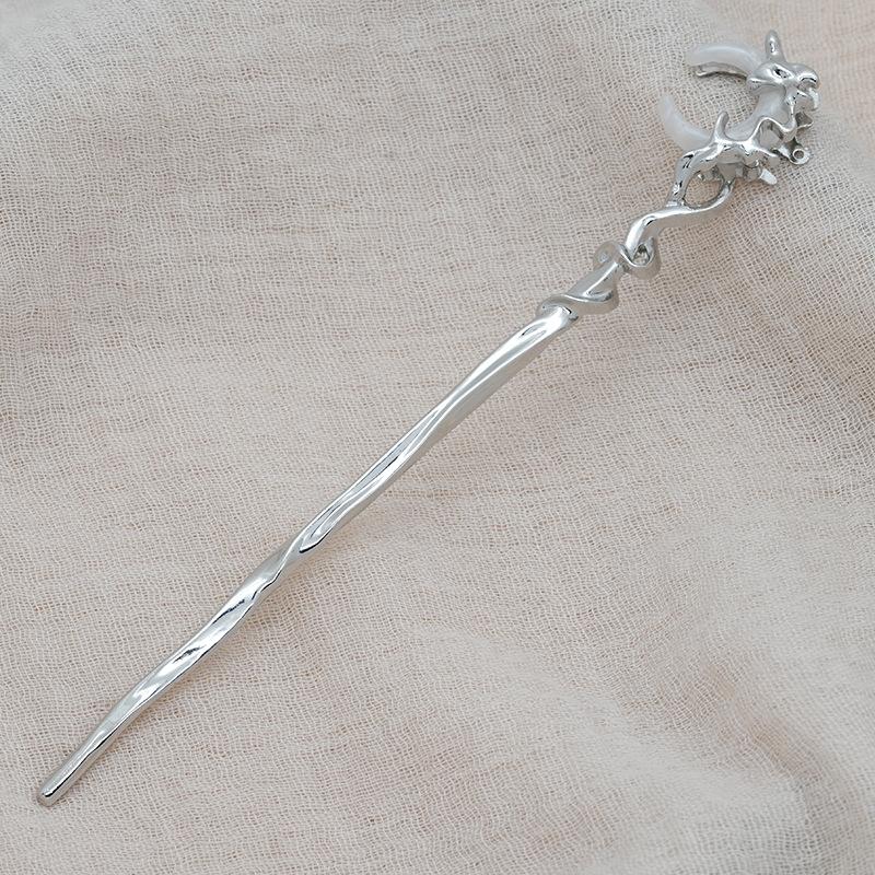 

Палочка для волос в китайском стиле с кисточкой в виде черной луны для женщин Элегантная металлическая палочка для волос Ханфу Аксессуары для волос Украшения