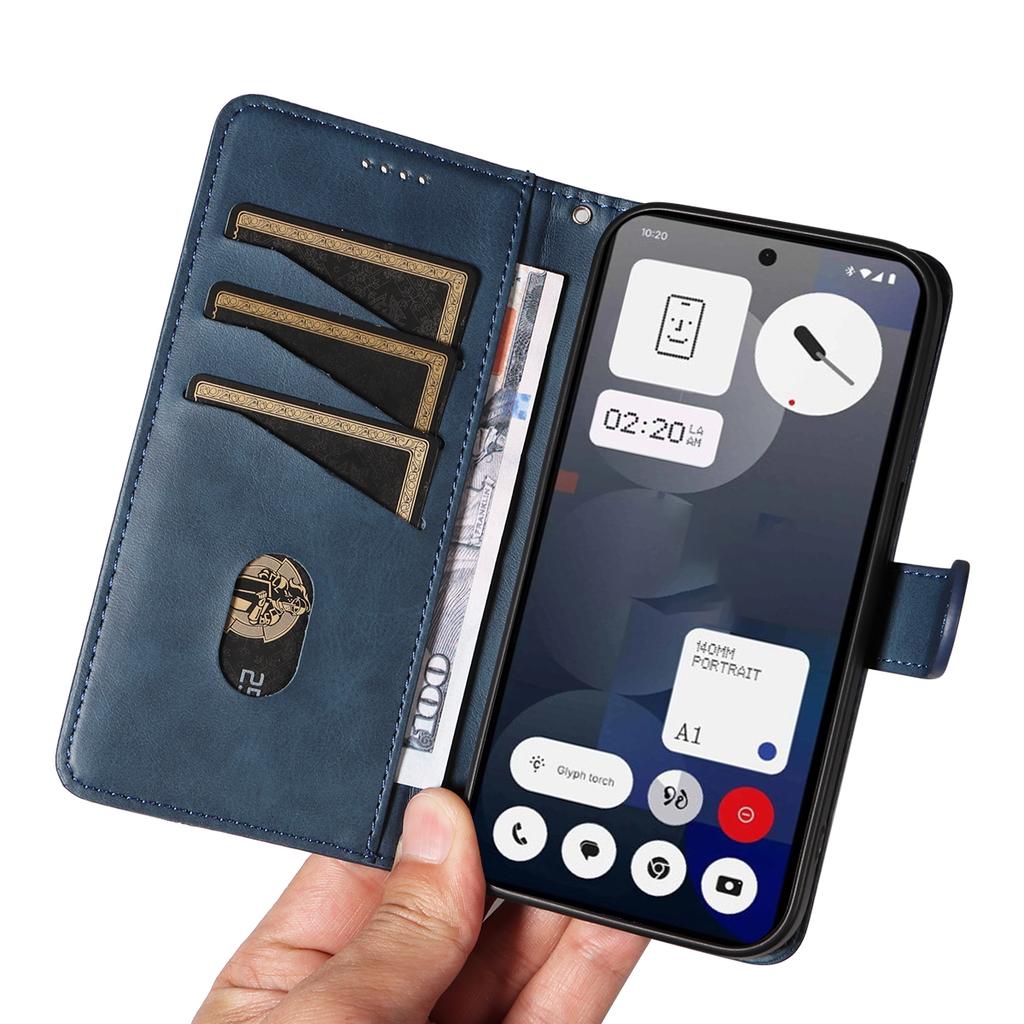 For Nothing Phone (3a) Wallet Case T-Shape Lines Leather Phone Cover Stand