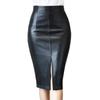 Damen Frühlings Bodycon PU-Lederrock Eng Anliegend Elegant Einfarbige Schlitzrock