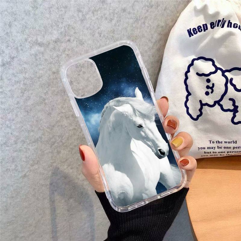 running horse pattern Phone Case Transparent soft For iphone 12 11 13 7 8 6 s plus x xs xr pro max mini