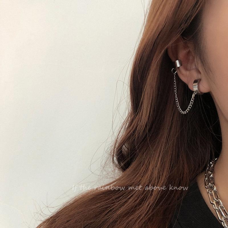 Cold wind ear clips without ear piercings, hip hop simple ear bone clips, integrated earrings 2025 tide